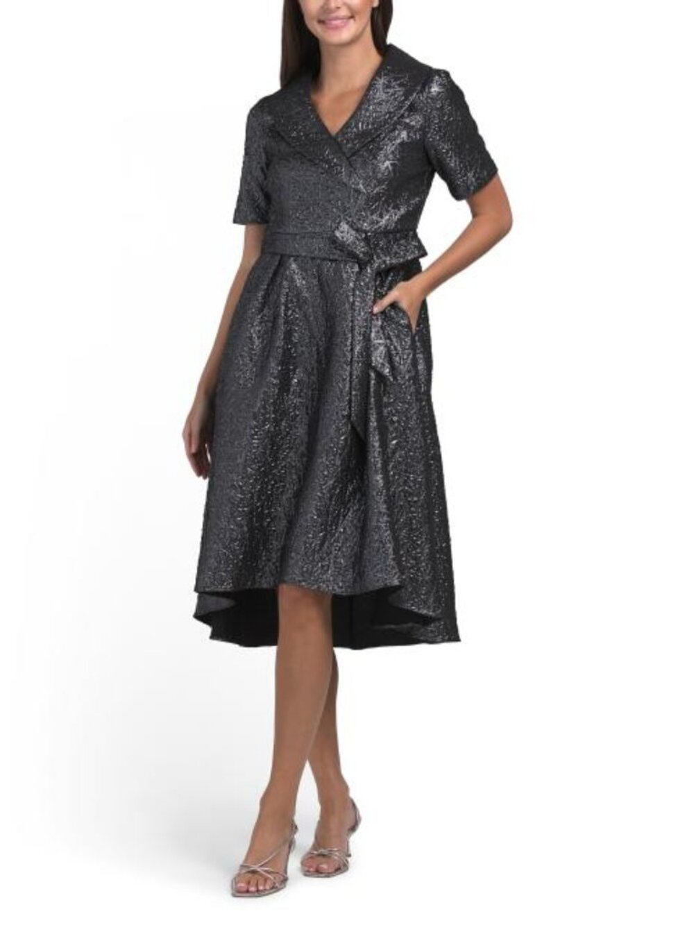 ALEX EVENINGS Petite Textured Jacquard A-line Midi Dress